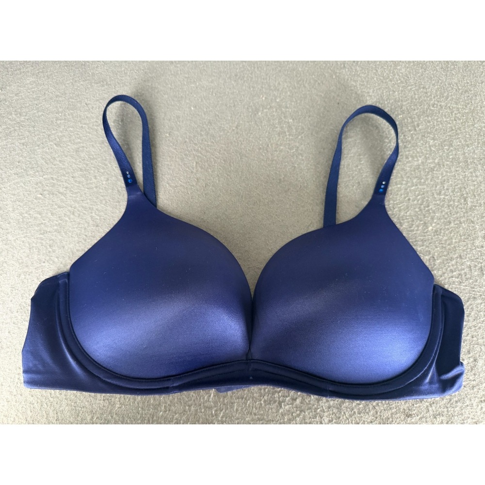 Victoria's Secret Bra 36D Blue Bio Fit Push Up Rhinestones Coquette Glamour